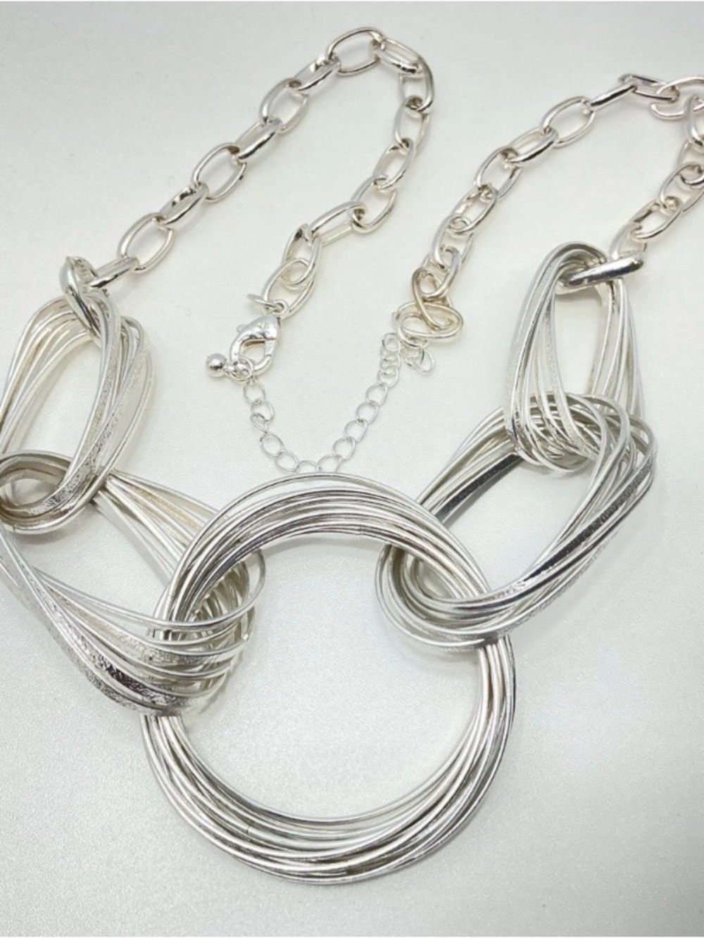 INC International Concepts Silver Multi-Ring Statement Necklace